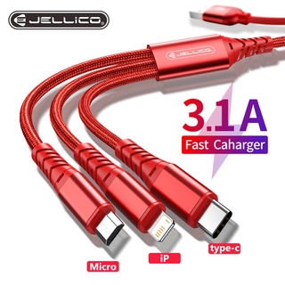 3 In 1 Type C 8 Pin Micro Usb สายเคเบิ้ลชาร์จเร็วสําหรับ Iphone 11 Xr 8x7 6 S Plus Ios 10 9 8 Samsung Nokia Usb