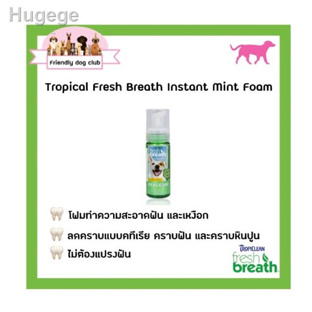 ☎✚✙Tropiclean Fresh Breath Instant Mint Foam 5.4 oz. โฟมทำความสะอาดฟันและเหงือกของสุนัขราคาต่ำสุด