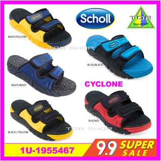 รองเท้าแตะ Scholl รองเท้าสกอลล์ แบบสวม ใส่สบาย Cyclone 1U - 1955 แปะเทป ตีนตุ๊กแก