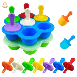 [Stock] 1 Pcs Household 7 Grid Ice Cream Silicone Mold with Lid/ Reusable DIY Homemade Ice Cube Popsicle Mold/ Party Bar Accessories Mold