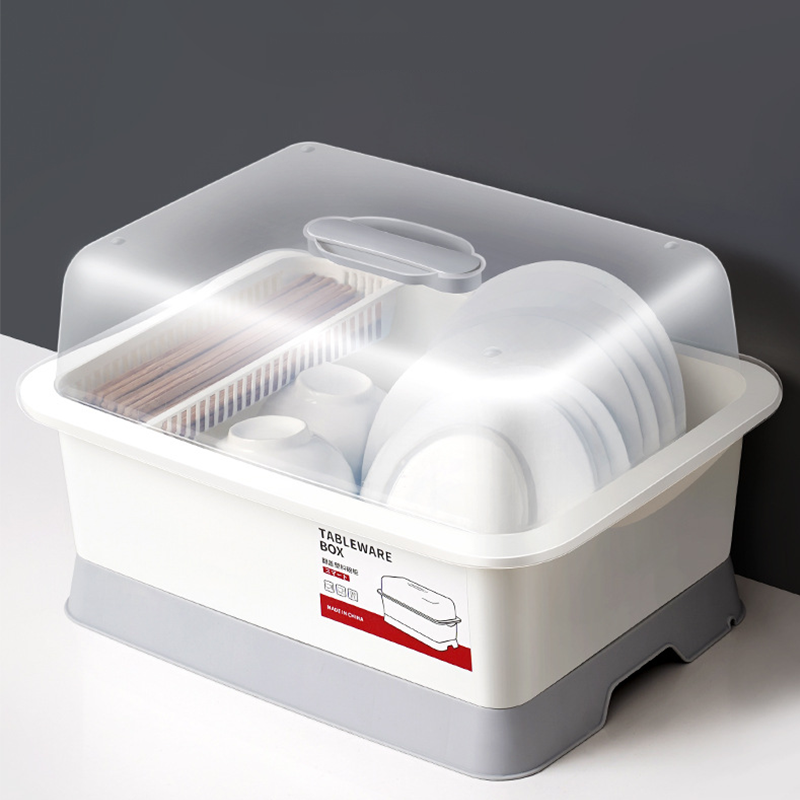 Hacker ที่คว่ำจาน ฝาปิด พร้อมถาดรองน้ำ ชั้นวางจาน 44.4X34.9X27.5cmใหญ่ ที่คว่ำแก้ว บ้าน ชั้นวาง ชั้น