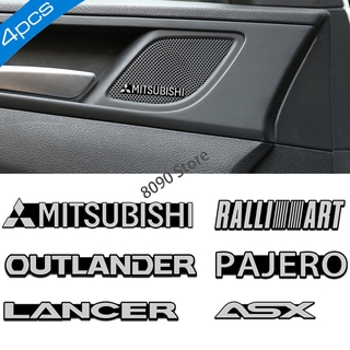 สติกเกอร์โลโก้รถยนต์ อัลลอย ลายโลโก้ Mitsubishi Ralliart ASX Outlander Lancer Pajero ดัดแปลง ขนาดเล็ก สําหรับติดตกแต่งภายในรถยนต์ 4 ชิ้น ต่อชุด