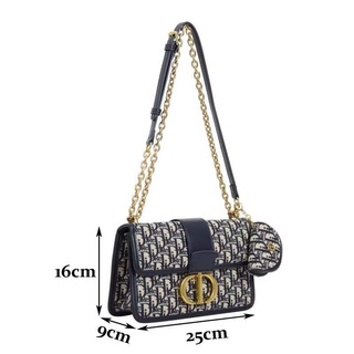 D Family Style Montaigne Letter Embroidery With Leather Chain Crossbody Bag