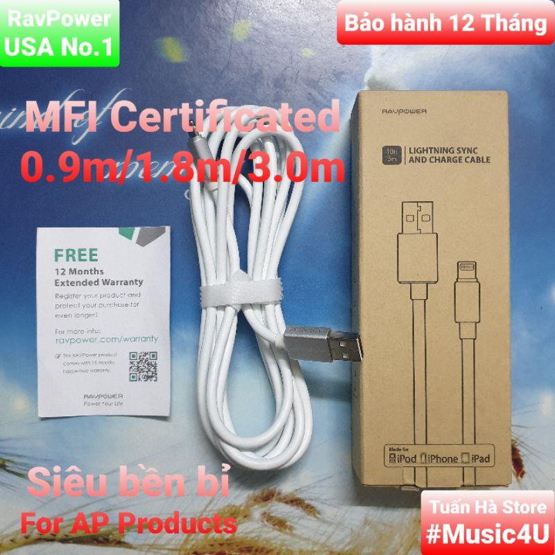 ชาร์จเร็วสุด USB type A ถึง L 2.4A RavPower USB สายชาร์จเร็ว 0.9m 1.8m 3.0m Tuan Ha Store