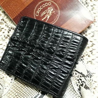 crocodile wallet กระเป๋าหนังจระเข้แท้สีดำ