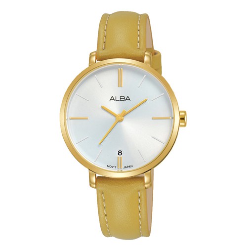 ALBAนาฬิกาข้อมือผู้หญิง สายหนัง สีทอง รุ่น AG8J66X,AG8J66X1