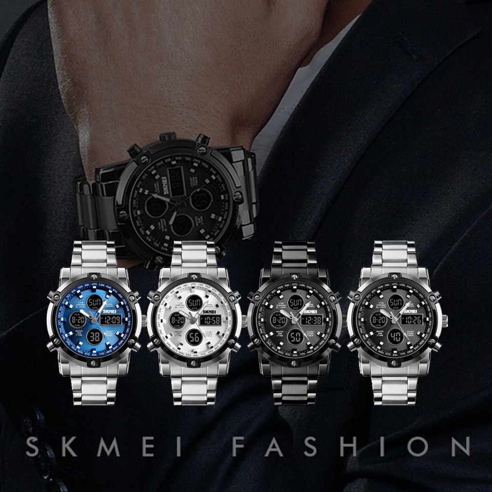 สายนาฬิกาข้อมือซิลิโคน สมาร์ทวอทช์ SKMEI 1389 แท้100% นาฬิกา นาฬิกาข้อมือผู้ชาย ดิจิตอล สายสแตนเลส นาฬิกาใส่ทำงาน  นาฬิก
