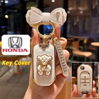 เคสรีโมทกุญแจรถยนต์ สําหรับ Honda Vezel City Civic Br-V Hr-Vcrv Pilot Accord Jazz Jade Crider Odyssey แถมฟรีสติกเกอร์หมี