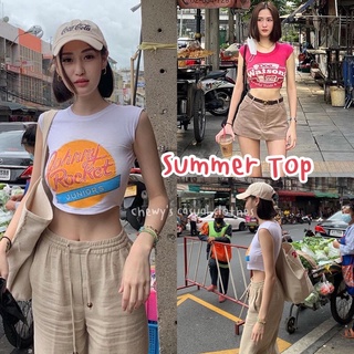 Summer Top🌴เสื้อแขนสั้น ครึ่งตัว ผ้าดี สาวๆใส่แล้วสวยทุกคน พร้อมส่ง เหมาะกับหน้าร้อนนี้ ตัวฮิตต้องมี