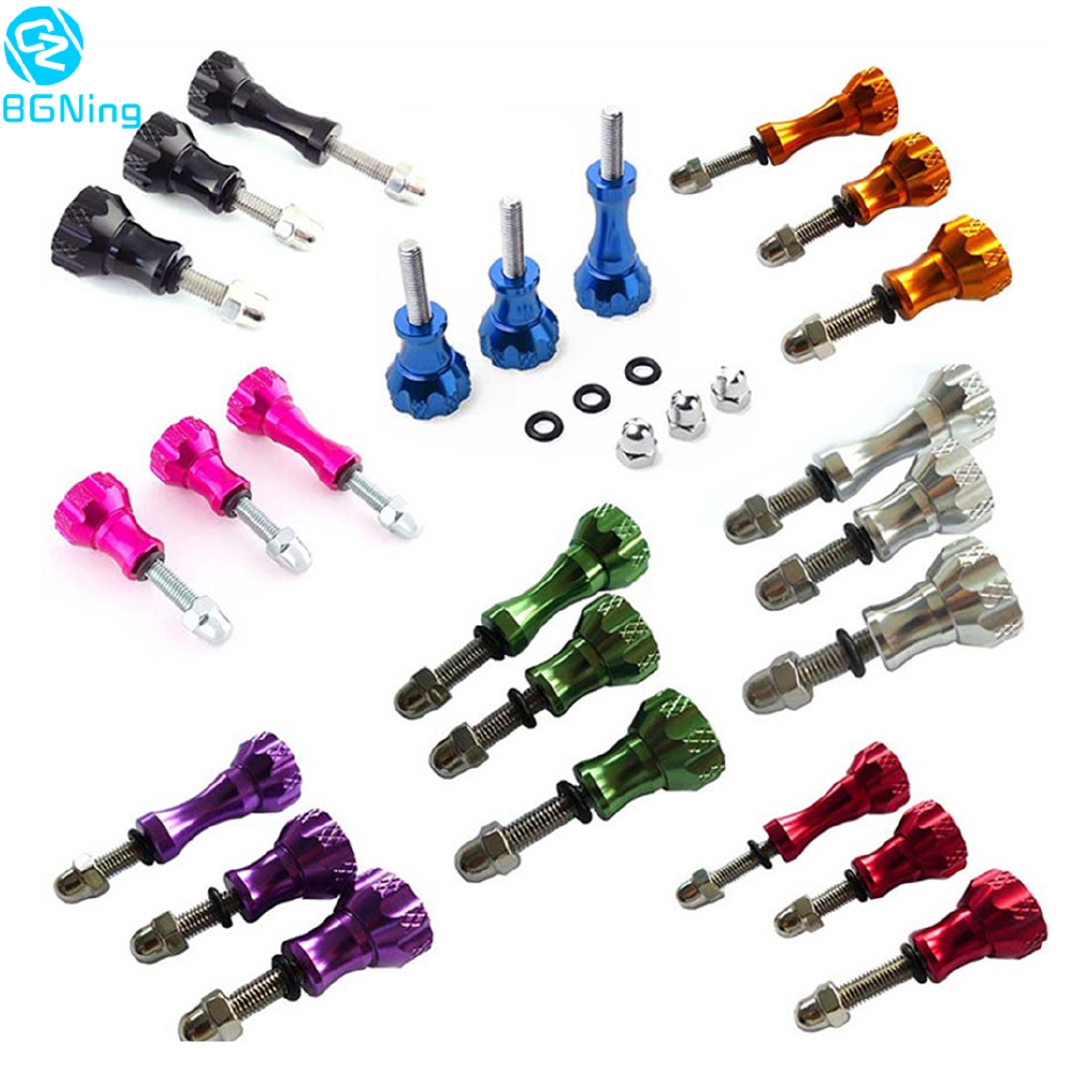 Bgning สกรูน็อตอลูมิเนียม CNC ยาว 1 และสั้น 2 ตัว หลากสี สําหรับ GoPro Hero 7 6 5 3+ 4 SJ4000 EKEN Y