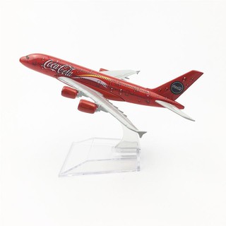 1:400 Scale 16 ซม. โมเดลเครื่องบินโครงอัลลอย Airbus A380 Coca-Cola สายการบินสำหรับของขวัญคอลเลกชันตกแต่งสำนักงานที่บ้าน