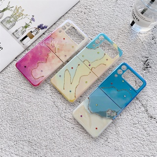 2021 เคส Samsung Galaxy Z Flip3 5G / Z Fold3 NEW เคสโทรศัพท์ Samsung Z Fold2 FOLD Watercolor painting Bluelight Rhinestone Cover Samsung Z Fold3