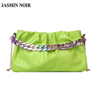 Jasmin NOIR กระเป๋าสะพายไหล่ หนัง PU แต่งสายโซ่คล้อง แฟชั่นสําหรับสตรี