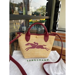 แท้💯%👜 New Arrival 2022 Longchamp Le Pliage Paris-St Tropez Handtasche สีแดงไวน์