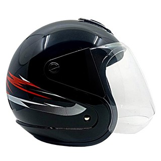 🔥ยอดนิยม!! โอซิล หมวกกันน็อคเต็มใบเปิดคาง สีดำคาดแดง OZIL Open Face Helmet Black&amp;Red Color