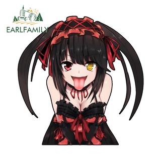 Earlfamily สติกเกอร์ ลายอนิเมะ Kurumi Tokisaki Chibi Peeker ขนาด 13 ซม. x 12.7 ซม. สําหรับติดตกแต่งกระจกรถยนต์ รถจักรยานยนต์