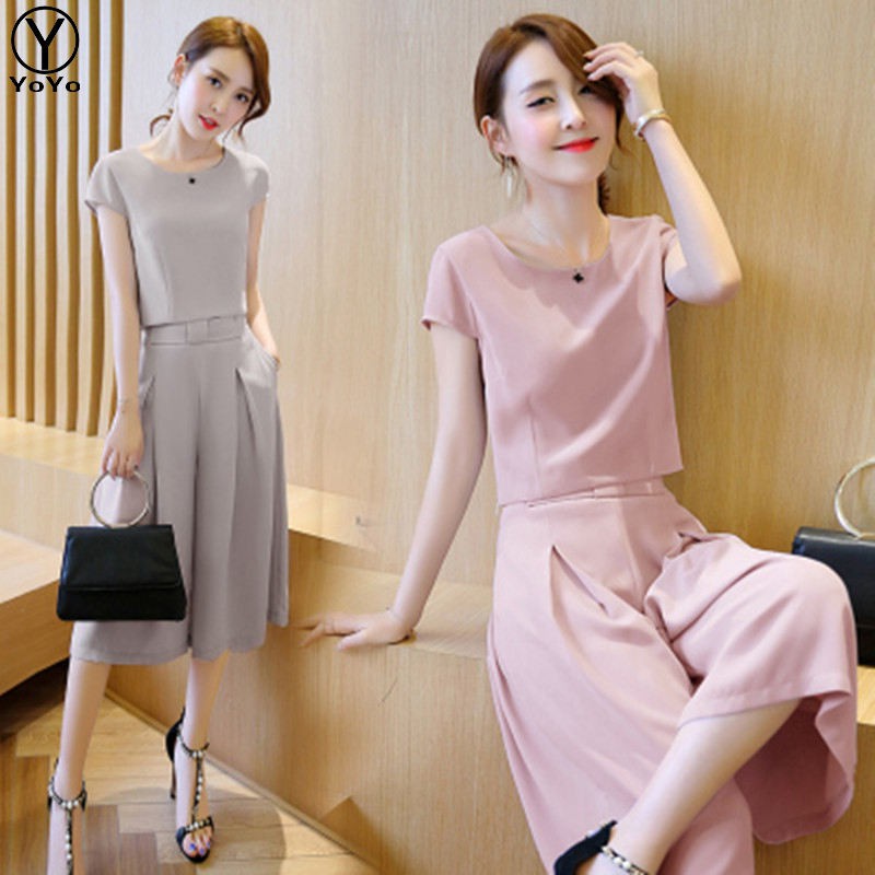 YOYO ชุดเซต 2 ชิ้น เสื้อแขนยาว แฟชั่นผู้หญิงสไตล์เกาหลี คอกลม ใส่ได้หลายโอกาส เนื้อผ้าดีใส่สบาย รุ่น2772