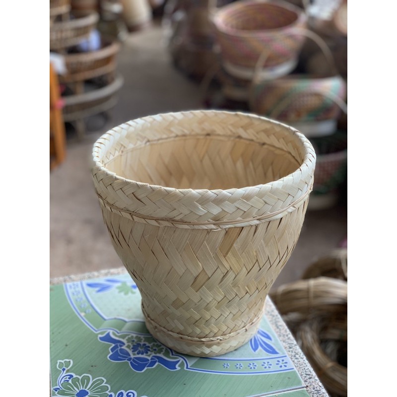 #มวยนึ่งข้าวเหนียว สานด้วยหวายธรรมชาติ ขนาดกว้าง 10-12 นิ้ว