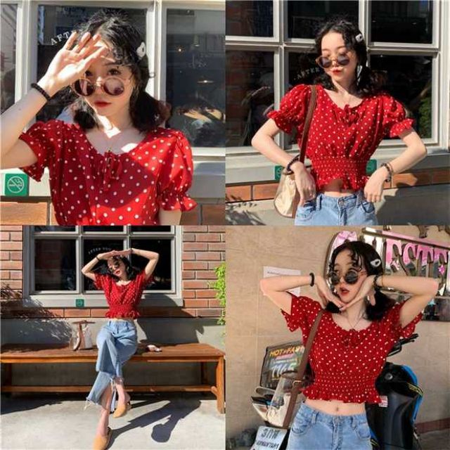 Style 321 - CAN Green polka-dot top main image 1