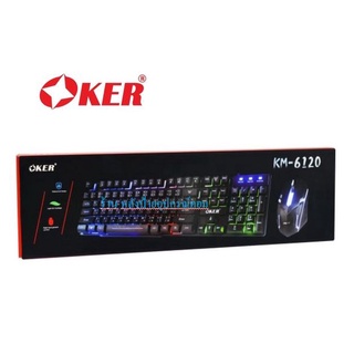 OKER New Oker KM-6120 คีย์บอร์ดเรืองแสง+Mouse GAMING