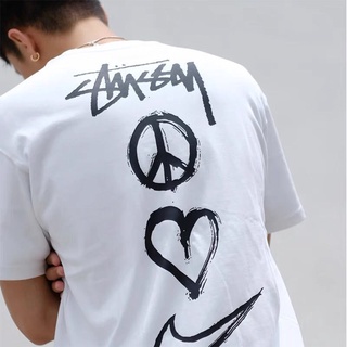 Stussy เสื้อยืดคอกลม แขนสั้น พิมพ์ลายหัวใจ 22 Co-Branded Anti-War เข้ากับทุกการแต่งกาย สําหรับผู้ชาย ผู้หญิง S-5XL