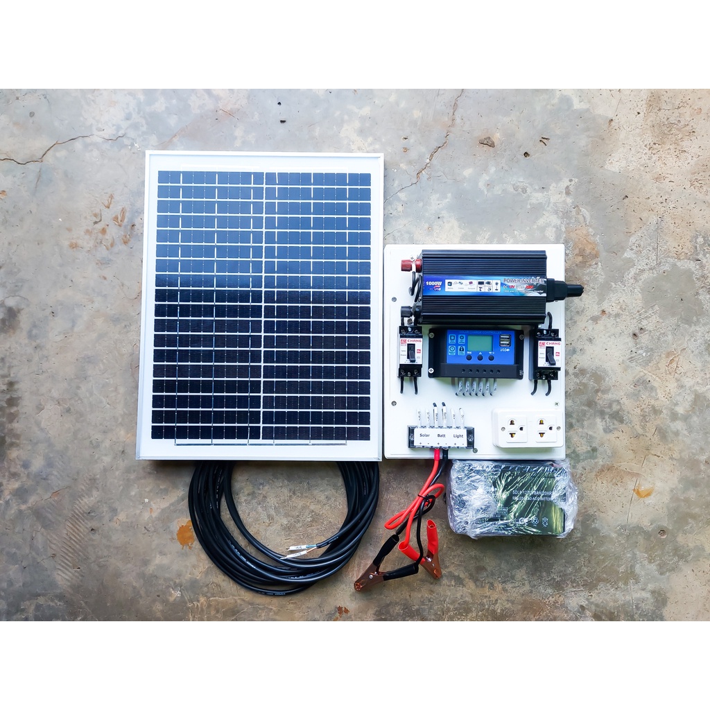 ชุดนอนนา 1000W ชุดคอนโทรลเลอร์ชาร์จเจอร์ โซล่าเซลล์ พลังงานจากแสงอาทิตย์12V/220V  พร้อมแผง20w แบตเตอรี่8A พร้อมใช้งาน ราคา ถูกที่สุด ดีลบีเคเค แกลเลอรีภาพที่ 2