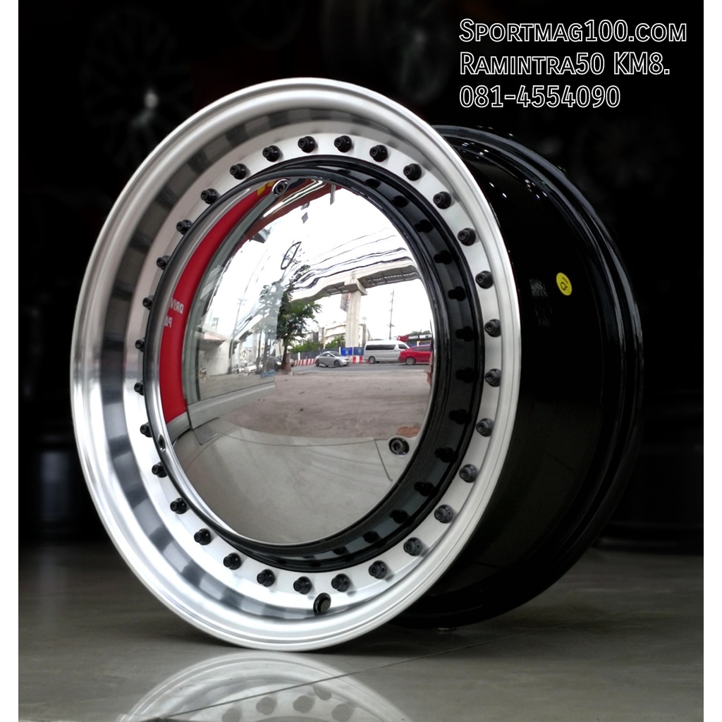 ล้อแม็กวินเทจขอบ15นิ้ว Rew 4รู100/114 ET30 ดำขอบเงา 6.5-15นิ้ว