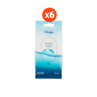 ฮูก้า ทิชชู่เปียก สูตรน้ำแร่ธรรมชาติ Huga Mineral Water Wipes 20 แผ่น (6 ชิ้น)