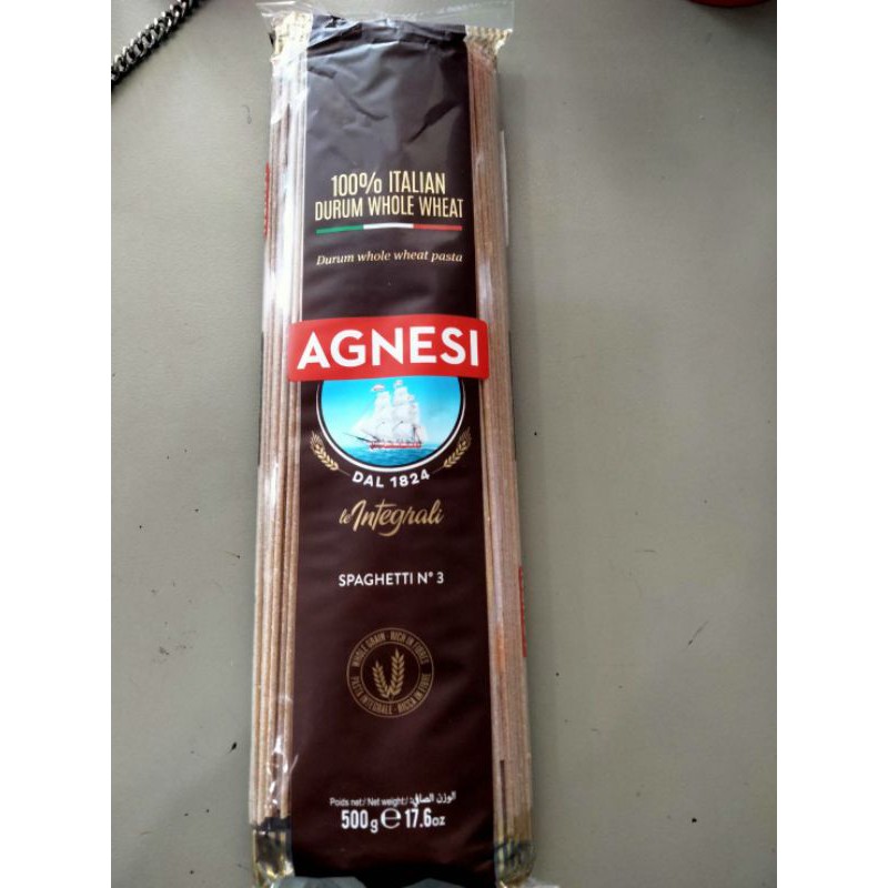 Agnesi Whole Wheat Spaghetti พาสต้า โฮลวีท เส้นกลม  500 กรัม ราคา
