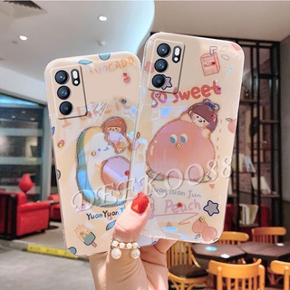 เคสโทรศัพท์ OPPO Reno6 Z Reno 5 6 Pro 5G New Casing Fashion Luxury Rhinestone Bling Glitter Softcase Lovely Cartoon Avocado Pink Peach Back Cover ออปโป้ Reno6Z Reno6 5G เคส