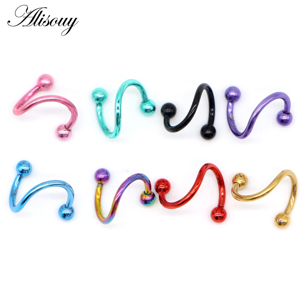 Alisouy แหวนสเตอริโอทรง S-shape สแตนเลสสำหรับเจาะหู Helix เหมาะสำหรับทั้งผู้ชายและผู้หญิง