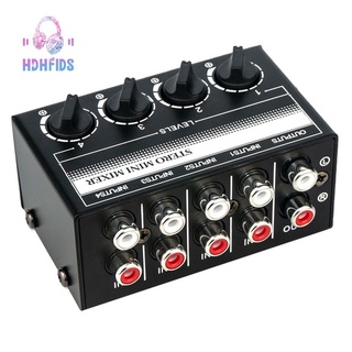 4 Channel Stereo Audio Mixer Support RCA Input and Output Mini Passive Stereo Mixer with Separate Volume Controls