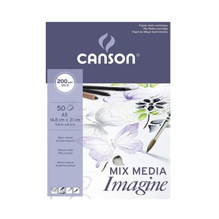 Canson สมุด Imagine ยึดกาวด้านบน หนา 200 g ขนาด 14.8×21 ซม. (A5) บรรจุ 50 แผ่น C200 006 009