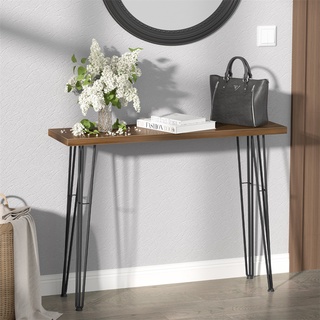 โต๊ะคอนโซลสไตล์จีนใหม่ Chic Hall Console Table Unique Entry Hallway Side Table Metal Frame