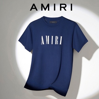 [S-5XL]Amiri เสื้อยืด พิมพ์ลายโลโก้ สีตัดกัน เหมาะกับฤดูใบไม้ผลิ และฤดูร้อน สําหรับผู้ชาย