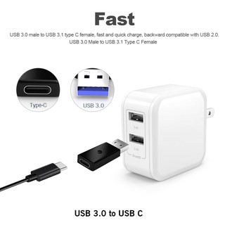 USB 3.0 Male to USB 3.1 Type C Female Data Converter USB 3.0 to USB-C Female Adapter Port for Laptop Phone Black