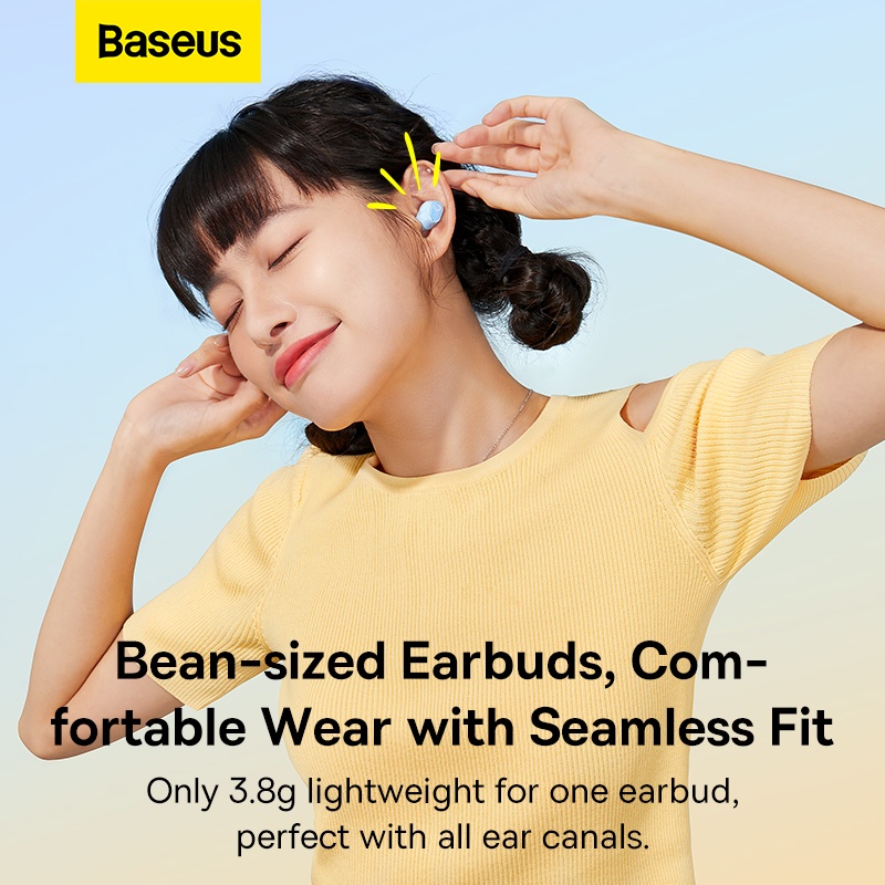 Baseus WM02 หูฟังไร้สาย บลูทูธ TWS 5.3 พร้อมการควบคุมแบบสัมผัส ตัดเสียงรบกวน แบตเตอรี่ทนยาวนาน หูฟังเกมมิ่ง APP Android
