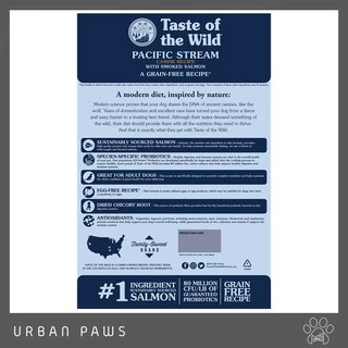 [1 แถม 1] อาหารสุนัข Taste of the wild - Pacific Stream สูตรแซลมอนรมควัน สำหรับสุนัขโต ขนาด 680 g.