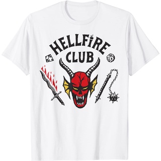 [S-5XL]เสื้อยืด พิมพ์ลายโลโก้ Stranger Things 4 Hellfire Club สําหรับผู้ชาย