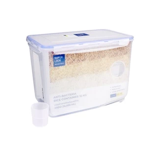 Super Lock กล่องใส่ข้าวสารพร้อมถ้วยตวงมีล้อเลื่อน 5-12 กก. ปราศจากสารก่อมะเร็ง (BPA Free) 6041