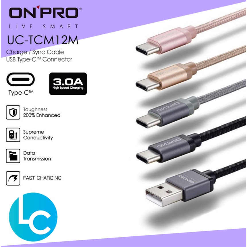 Onpro UC-TCM12M 3A & Data Sync Type-C Cable 120cm