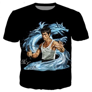 เสื้อยืดผ้าฝ้ายพิมพ์ลายขายดี เสื้อยืดลําลอง แขนสั้น คอกลม พิมพ์ลาย Bruce Lee 3D สไตล์ฮิปฮอป ฮาราจูกุ สตรีท แฟชั่นสําหรับ