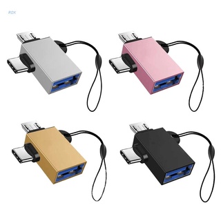 Rox อุปกรณ์เชื่อมต่อ Type C Micro USB ตัวผู้ เป็น USB3.0 ตัวเมีย OTG 1 ชิ้น