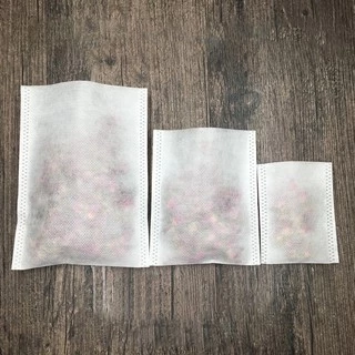 (แพ็ค 100 ใบ) ถุงชา Non-woven ซีลสามด้าน #P1077 ถุงกรองชา บรรจุสมุนไพร ซองชาสปันบอนด์