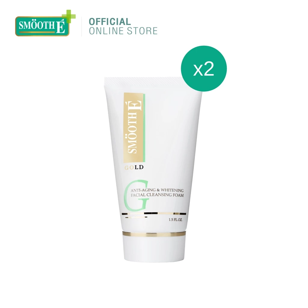 [แพ็ค 2] Smooth E Gold Foam 1.5Oz.โฟมล้างหน้า ทำความสะอาด ลดเลือนริ้วรอย เติมคอลลาเจนและความชุ่มชื้น ให้แก่ผิว สมูทอี