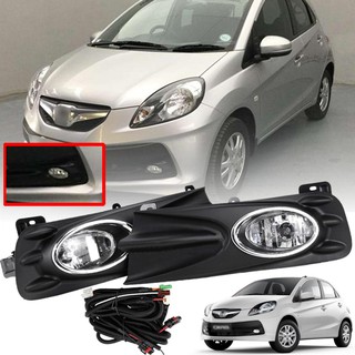 ไฟตัดหมอก ไฟสปอร์ตไลท์ รุ่น ฮอนด้า บริโอ Honda Brio ปี 2010 - 2013 พร้อมครอบ สี ดำด้าน และชุดสายไฟ 1 ชุด