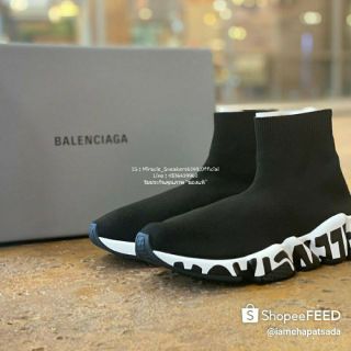 🌬ทางร้านจำหน่ายสินค้าลิขสิทธิ์แท้เท่านั้น💯🤓Balenciaga Speed Trainer Graffiti - Black White