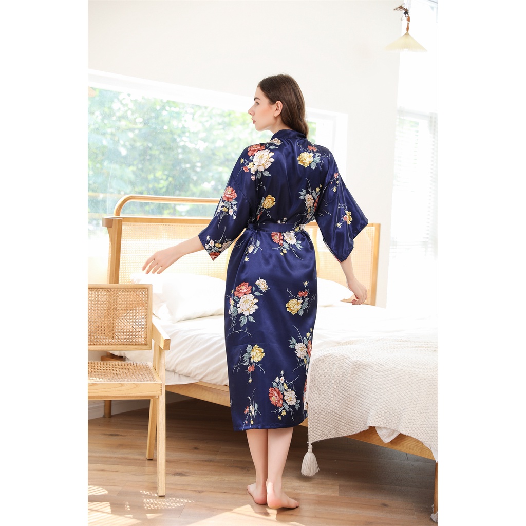 เสื้อคลุมกิโมโน เสื้อคาร์ดิแกน พิมพ์ลายดอกโบตั๋น แฟชั่นฤดูร้อน สําหรับเจ้าสาว - รูปที่ 3