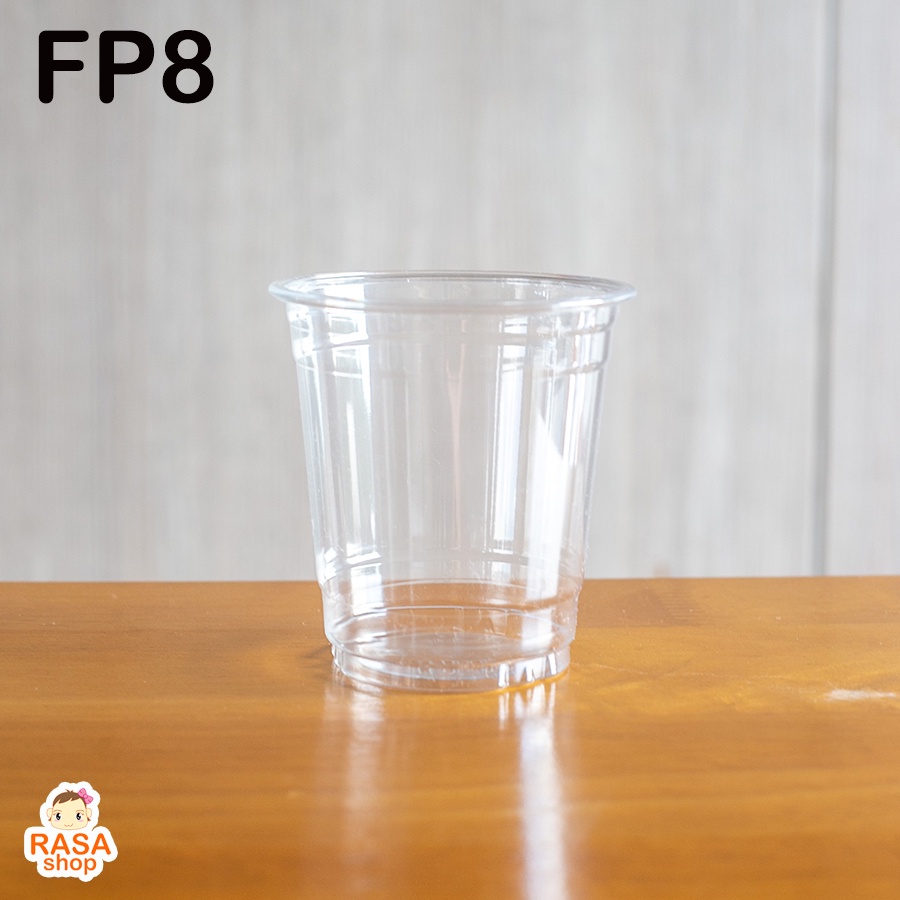 [FP8-0100] แก้วพลาสติก PET ขนาด 8oz รุ่น FP8 ปาก 78 มม. ทรงสตาร์บัคส์ บรรจุ 100 ใบ ตัวเลือกฝาด้านใน