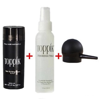 ชุด ผงไฟเบอร์ Toppik Hair+สเปรย์toppik+หัวพ่นSevich   ปิดผมบาง หัวล้าน ผมบาง ผลิตใหม่ 27.5กรัม #TOPPIK #banana